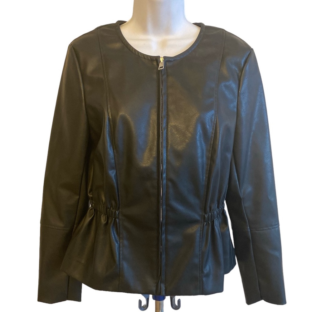 H&M  Womens Faux Leather Jacket Front Full Zipper Size M